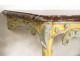 Console Louis XV carved wood painted shell royal red marble XVIII