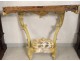 Console Louis XV carved wood painted shell royal red marble XVIII