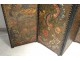 Screen 4 Cordoba leather wooden polychrome flowers leaves foliage XIX