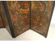 Screen 4 Cordoba leather wooden polychrome flowers leaves foliage XIX