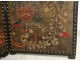 Screen 4 Cordoba leather wooden polychrome flowers leaves foliage XIX