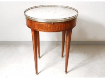 Drum table Louis XVI inlaid rosewood marble Napoleon III nineteenth