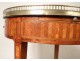 Drum table Louis XVI inlaid rosewood marble Napoleon III nineteenth