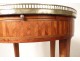 Drum table Louis XVI inlaid rosewood marble Napoleon III nineteenth