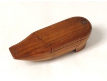 Snuff box carved wooden shoes popular shoe Art XIX century