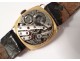 Wristwatch 18k solid gold vintage leather watch french twentieth century