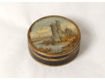 Miniature Round Box Tour de Nesle Paris golden brass flowers eighteenth century