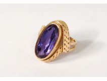 Ring 18K solid gold amethyst gold ring twentieth century