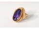 Ring 18K solid gold amethyst gold ring twentieth century