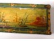 Small boats marine painted wooden dominoes box romantic nineteenth harbor landscape