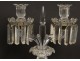 Pair candlesticks candelabra 2 lights crystal Baccarat chandelier medallion twentieth