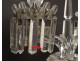 Pair candlesticks candelabra 2 lights crystal Baccarat chandelier medallion twentieth