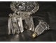 Pair candlesticks candelabra 2 lights crystal Baccarat chandelier medallion twentieth