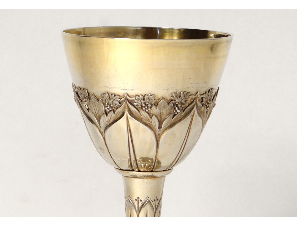 Chalice Paten Silver Gilt Grape Vine Minerva 510gr Nineteenth Century