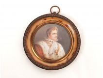 Miniature portrait painted round Emperor Napoleon Lenoir nineteenth bronze