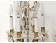 Pair of large gilt bronze chandeliers 6 lights cut crystal pendants XIX