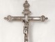 Processional cross Christ bronze silver crucifix Virgin Mary XIXth century