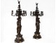 Pair of large candelabra candelabra bronze caryatids female lion ancient 19th