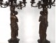 Pair of large candelabra candelabra bronze caryatids female lion ancient 19th