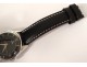 Steel wrist watch black leather strap Swiss Omega Swiss watch XX