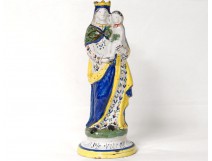 Virgin and Child Jesus crowned Quimper faience nineteenth century