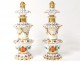 Pair of porcelain flasks Jacob Petit Paris XIX century gilt flowers