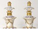 Pair of porcelain flasks Jacob Petit Paris XIX century gilt flowers