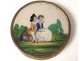 Golden round box set under glass gallant scene torque children XIXth century