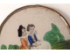 Golden round box set under glass gallant scene torque children XIXth century