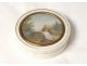 Round box painted miniature waterfall XIXth romantic landscape character