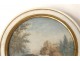 Round box painted miniature waterfall XIXth romantic landscape character