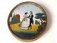 Golden round box attached underneath gallant scene glass couples dance nineteenth century