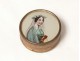 Small round box mounted under glass portrait girl communicant XIX