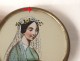 Small round box mounted under glass portrait girl communicant XIX