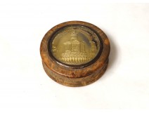 Small brass miniature wooden round box nineteenth Revolution Victims Monument