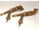 Pair tiebacks carved wooden decorations curtains torches Napoleon III XIXth