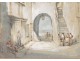 Watercolor painting Charles Huard characters twentieth century Normandy town