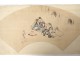 Print Japanese rice paper kimono laughing Hokusai nineteenth century characters