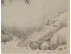 Japanese rice paper bamboo bird landscape print river nineteenth century