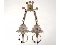 Pair of fibulae Ver Tizerzai n Taouka adornment enamels money Morocco Atlas XXè