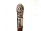 Old wooden cane pommel antique silver bamboo cane XIXth century