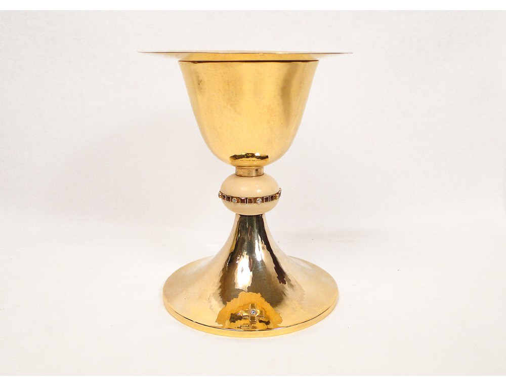 Chalice of solid silver gilt and ruby, 19th