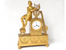 Ormolu clock lyre player zither Gaston Jolly Fils First Empire XIX