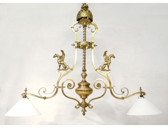 Bronze Dragons Gothic Chandelier Billiard Viollet Le Duc Napoleon Iii Xixth