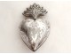 Heart of Mary votive box silver cross Sacred Heart XIX century