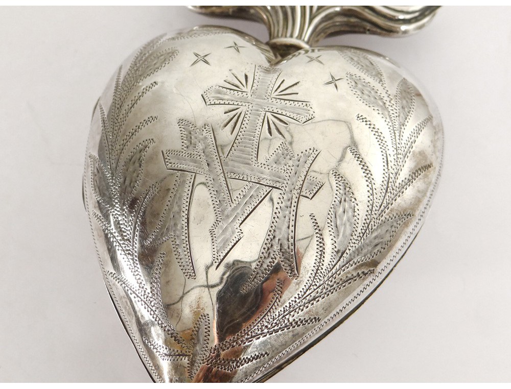 Votive heart ex voto grace oval receipt cm 15,5 x 19 (6,10 x 7,48 inches)  of Italian craftsmanship