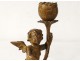 Gilt bronze candlesticks Pair Love Athlete Carlier cherubs putti XIX