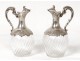 Pair of Louis XV crystal ewers small solid silver Minerva nineteenth NapIII