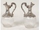 Pair of Louis XV crystal ewers small solid silver Minerva nineteenth NapIII