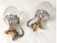 Pair of Louis XV crystal ewers small solid silver Minerva nineteenth NapIII